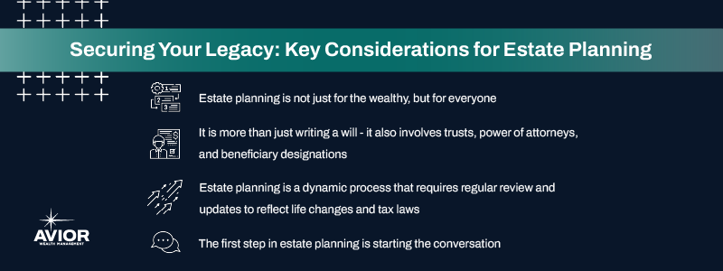 Key Takeaways:
Robert is a senior software engineer while his wife Lisa is an attorney, and they’ve worked hard over the years to build wealth for their family.
Robert and Lisa want to leave a meaningful legacy for their loved ones so they’ve started the process of estate planning with their wealth advisor who is showing them how to protect and distribute their assets while minimizing their estate taxes.
The couple was overwhelmed by estate planning before working with their advisor, but they’re starting to better understand its key components like wills, trusts, power of attorneys, and healthcare directives with his help.
