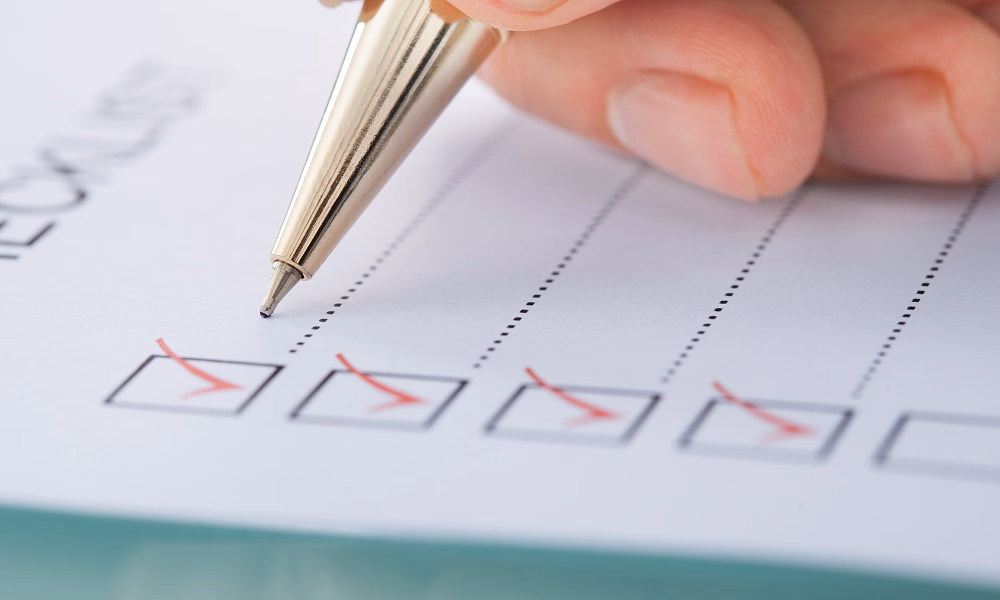 Checklist with completed tasks for retirement plan preparation.