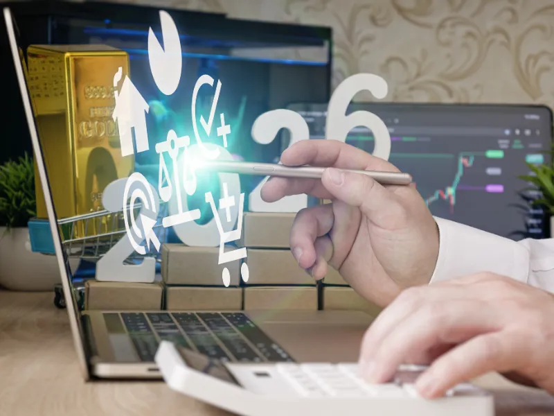 2026 market outlook showing forecasts for stocks, bonds, gold, and real assets amid economic and policy uncertainty